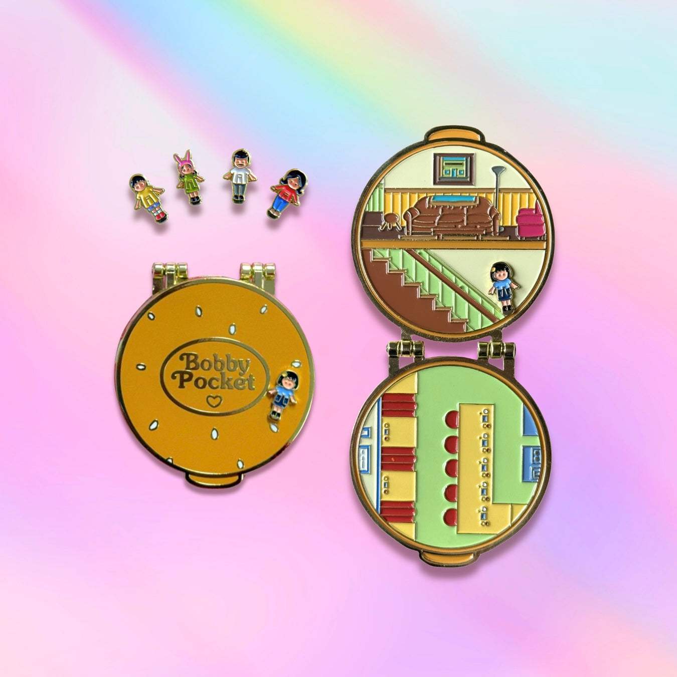 Bobby Pocket Enamel Pin + Family Character Set